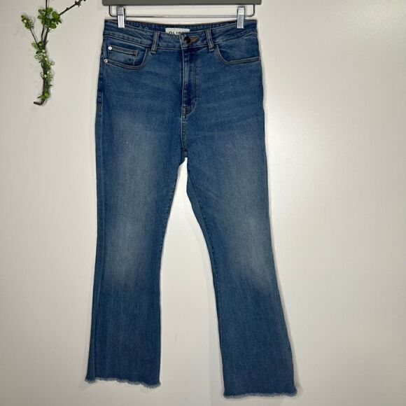 DL1961 Jackie High Rise Cropped Flare Jeans Raw Hem Sz 29 - Picture 1 of 12